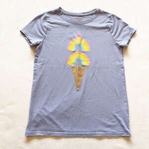 Cat & Jack Ice Cream Rainbow Graphic Purple Short Sleeve T-Shirt L 10/12